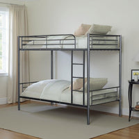 Neo Twin Over Twin Bunk Bed, White Metal Frame, Attached Side Ladder -BM333004