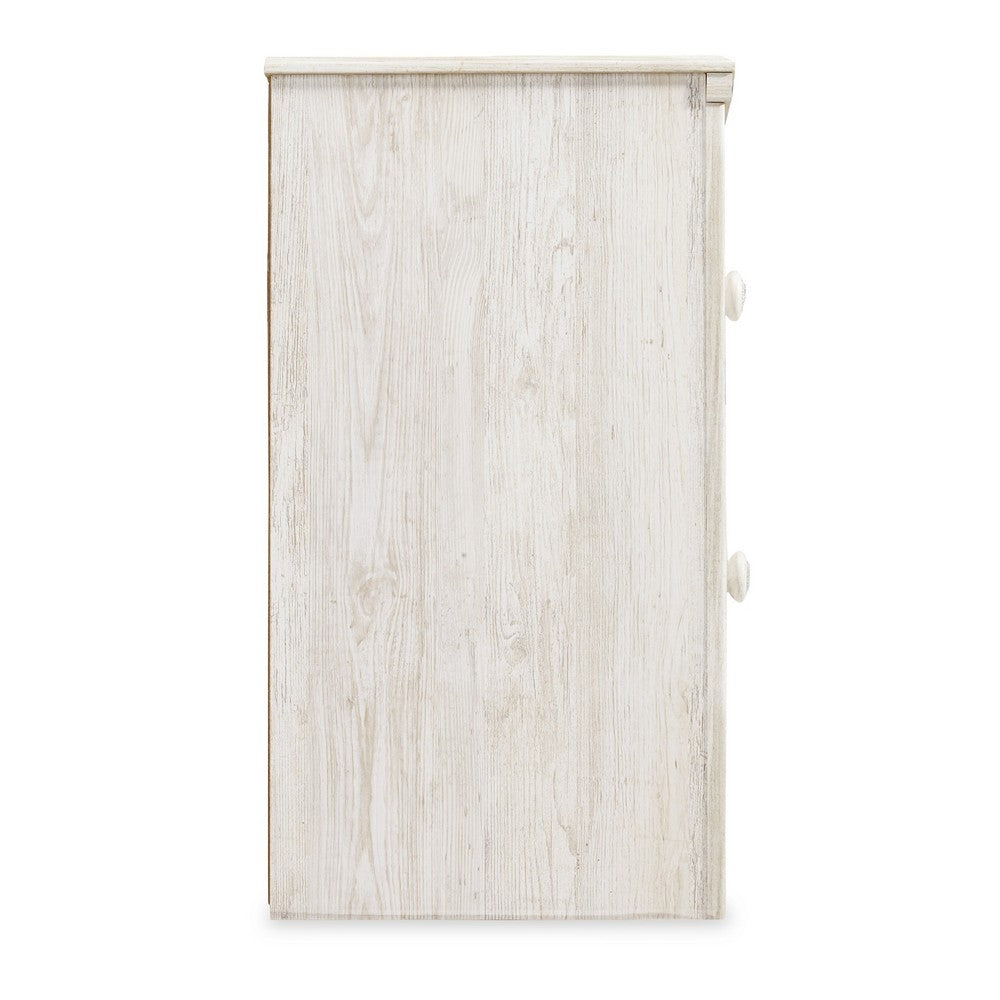 Paxy Nightstand, 2 Drawers, 2 USB Ports, Laminate Whitewash Finish -BM333008