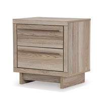 Brikz Nightstand, 2 Drawers, USB Port, Laminate Farmhouse Tan Brown -BM333017