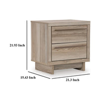 Brikz Nightstand, 2 Drawers, USB Port, Laminate Farmhouse Tan Brown -BM333017