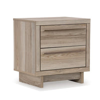 Brikz Nightstand, 2 Drawers, USB Port, Laminate Farmhouse Tan Brown -BM333017