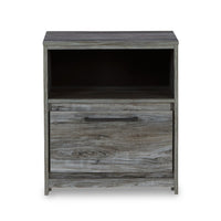 Bays Nightstand, 1 Drawer USB Port, Modern Rustic Laminate Smoky Gray -BM333020