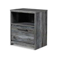 Bays Nightstand, 1 Drawer USB Port, Modern Rustic Laminate Smoky Gray -BM333020
