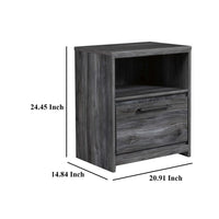 Bays Nightstand, 1 Drawer USB Port, Modern Rustic Laminate Smoky Gray -BM333020