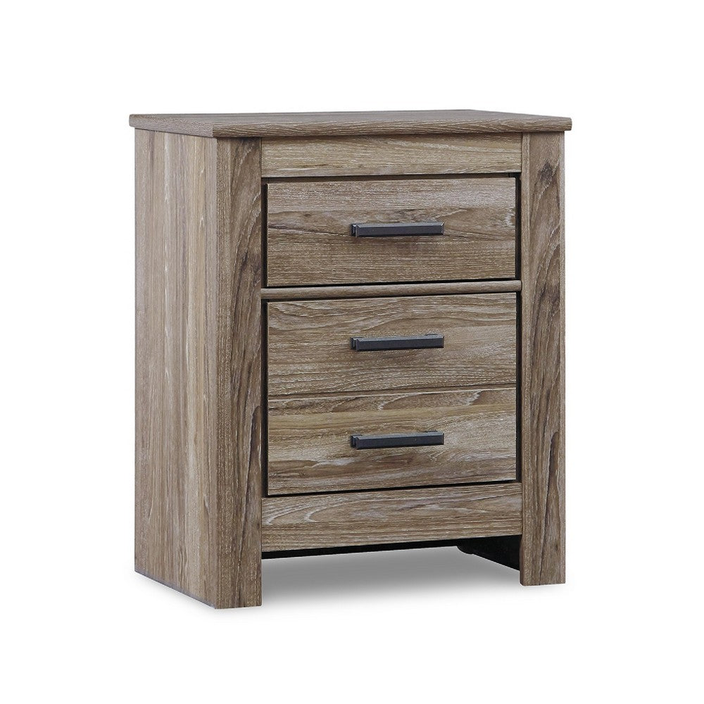 Lezz Nightstand, 2 Drawers, Rustic Contemporary Laminate Warm Gray -BM333023
