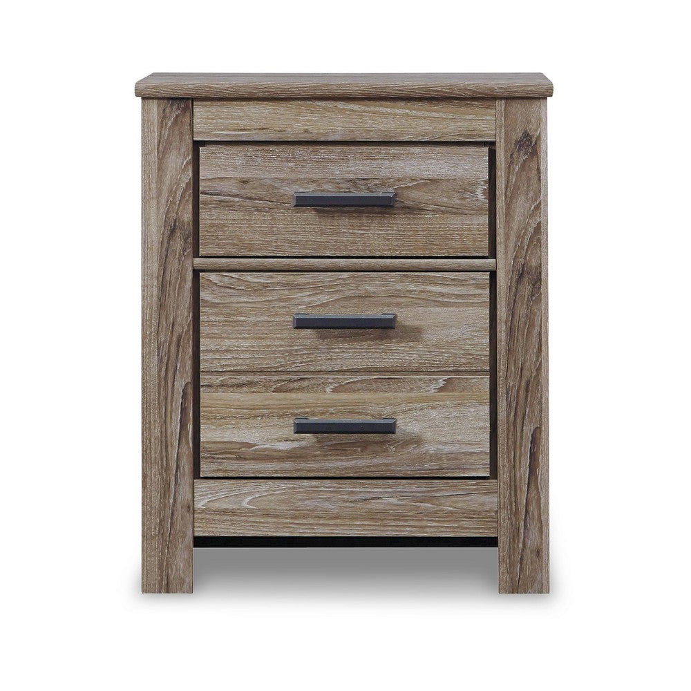 Lezz Nightstand, 2 Drawers, Rustic Contemporary Laminate Warm Gray -BM333023