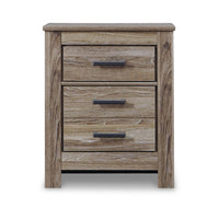 Lezz Nightstand, 2 Drawers, Rustic Contemporary Laminate Warm Gray -BM333023