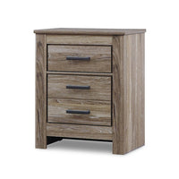 Lezz Nightstand, 2 Drawers, Rustic Contemporary Laminate Warm Gray -BM333023