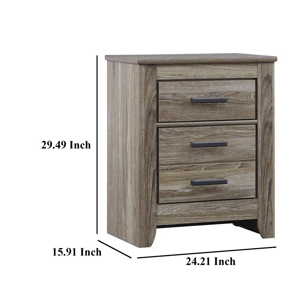 Lezz Nightstand, 2 Drawers, Rustic Contemporary Laminate Warm Gray -BM333023