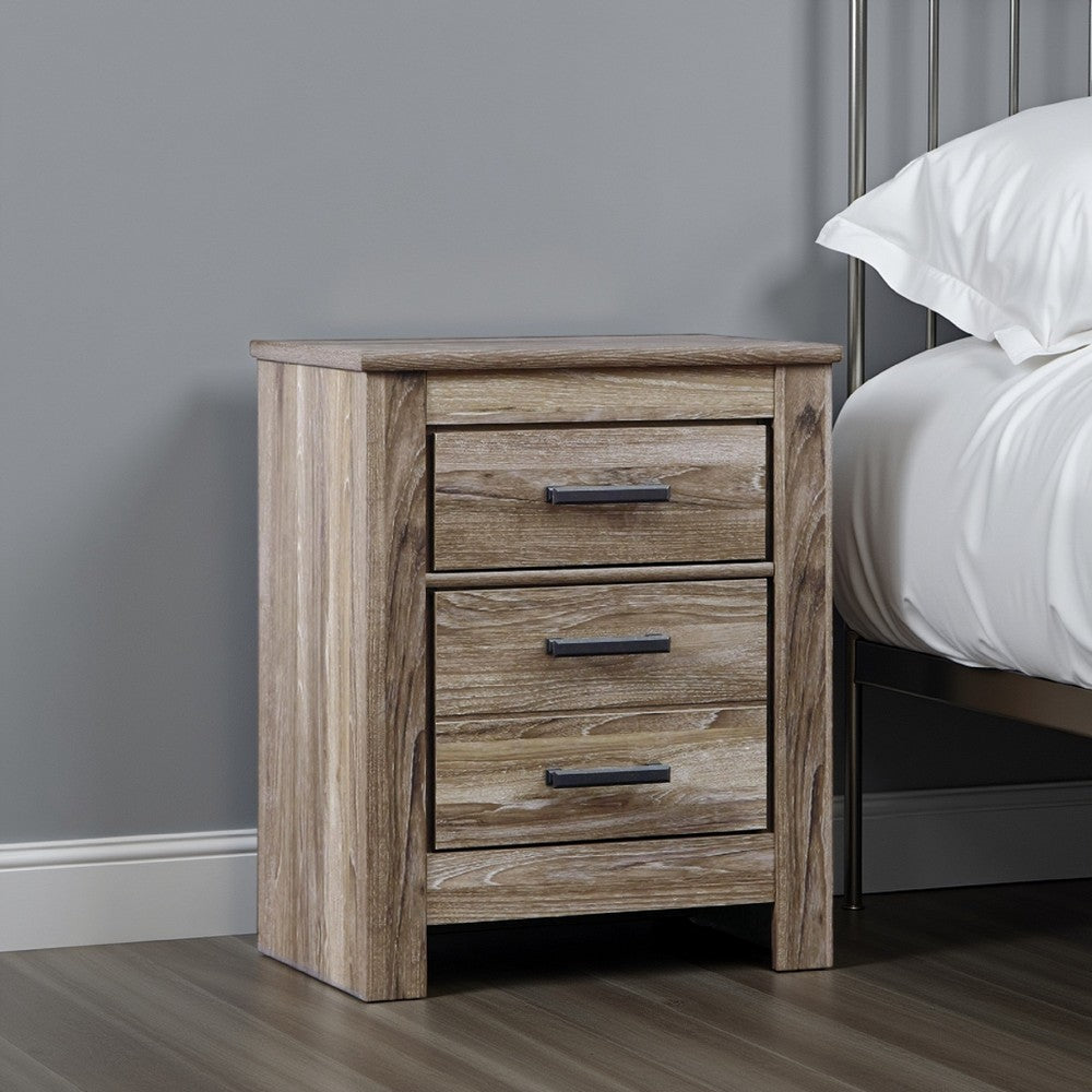 Lezz Nightstand, 2 Drawers, Rustic Contemporary Laminate Warm Gray -BM333023