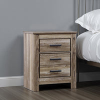 Lezz Nightstand, 2 Drawers, Rustic Contemporary Laminate Warm Gray -BM333023