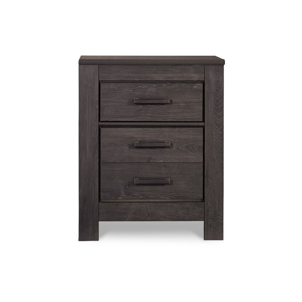 Brin Nightstand, 2 Drawers, Rustic Contemporary Laminate Charcoal Gray -BM333025