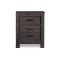 Brin Nightstand, 2 Drawers, Rustic Contemporary Laminate Charcoal Gray -BM333025