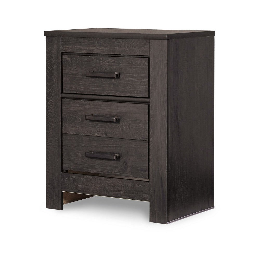 Brin Nightstand, 2 Drawers, Rustic Contemporary Laminate Charcoal Gray -BM333025