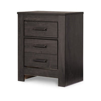 Brin Nightstand, 2 Drawers, Rustic Contemporary Laminate Charcoal Gray -BM333025