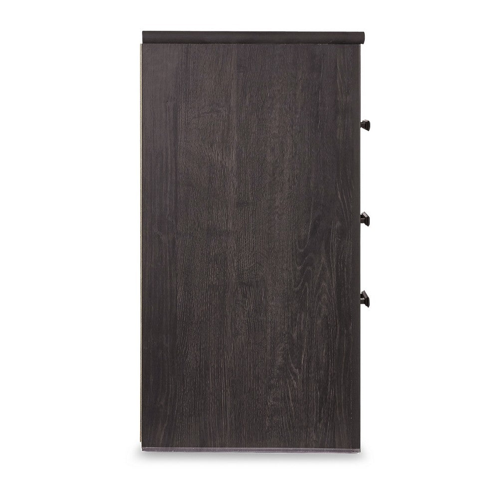 Brin Nightstand, 2 Drawers, Rustic Contemporary Laminate Charcoal Gray -BM333025