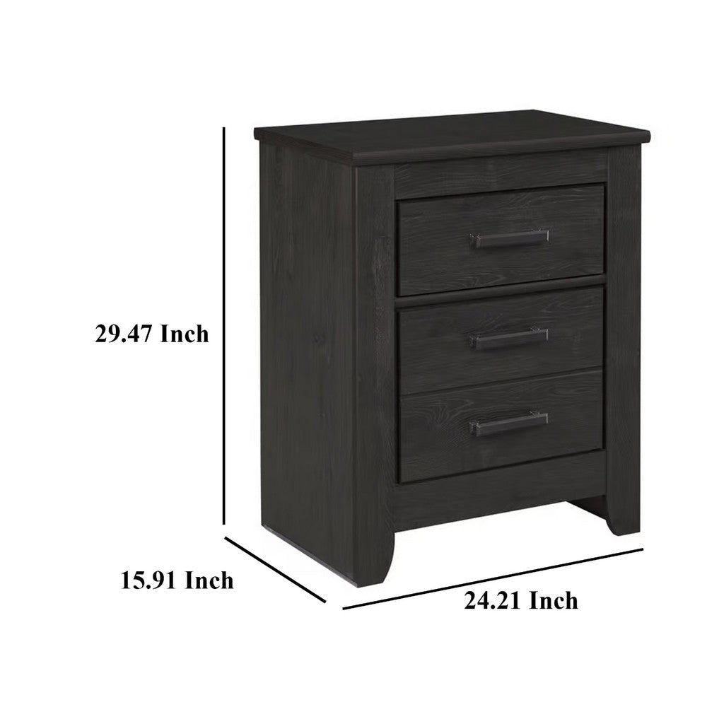 Brin Nightstand, 2 Drawers, Rustic Contemporary Laminate Charcoal Gray -BM333025
