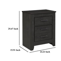Brin Nightstand, 2 Drawers, Rustic Contemporary Laminate Charcoal Gray -BM333025