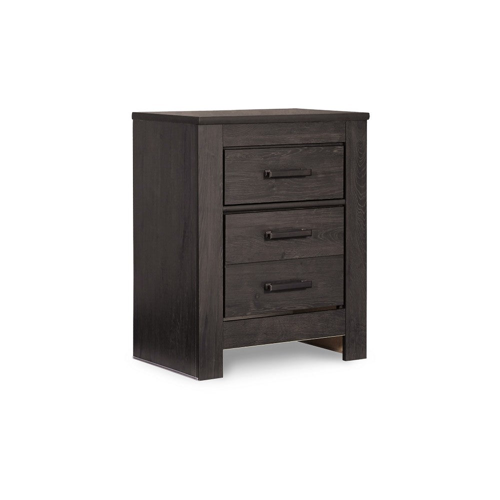 Brin Nightstand, 2 Drawers, Rustic Contemporary Laminate Charcoal Gray -BM333025