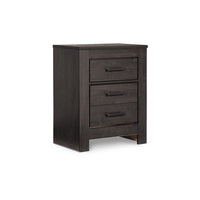 Brin Nightstand, 2 Drawers, Rustic Contemporary Laminate Charcoal Gray -BM333025