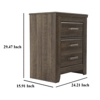 Rye Nightstand with 2 Drawers, Modern Classic Laminate Dark Brown -BM333028