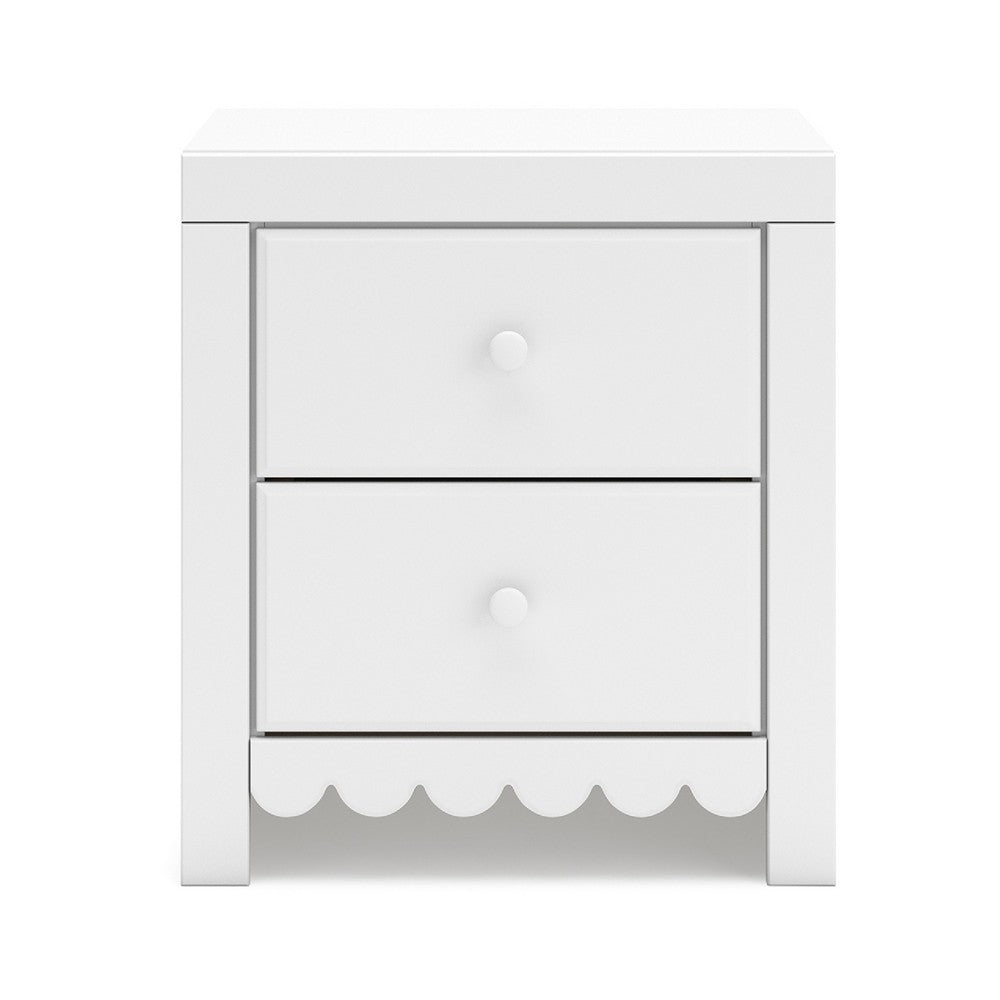 Molv Nightstand, 2 Drawers w 2 USB Ports, Retro Laminate Matte White -BM333031