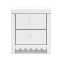 Molv Nightstand, 2 Drawers w 2 USB Ports, Retro Laminate Matte White -BM333031