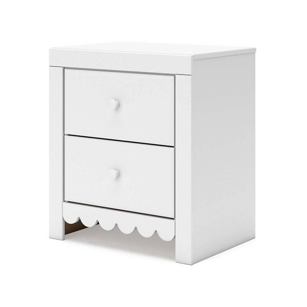 Molv Nightstand, 2 Drawers w 2 USB Ports, Retro Laminate Matte White -BM333031
