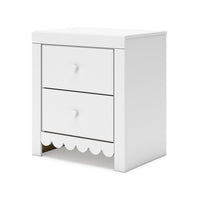 Molv Nightstand, 2 Drawers w 2 USB Ports, Retro Laminate Matte White -BM333031