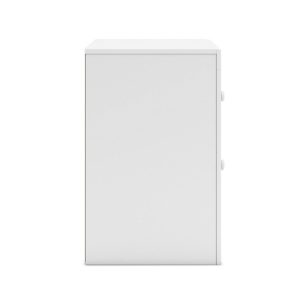 Molv Nightstand, 2 Drawers w 2 USB Ports, Retro Laminate Matte White -BM333031