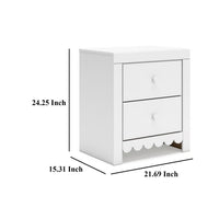 Molv Nightstand, 2 Drawers w 2 USB Ports, Retro Laminate Matte White -BM333031