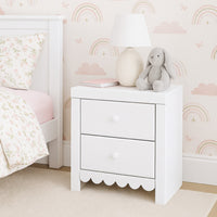 Molv Nightstand, 2 Drawers w 2 USB Ports, Retro Laminate Matte White -BM333031