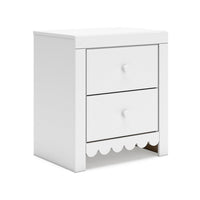 Molv Nightstand, 2 Drawers w 2 USB Ports, Retro Laminate Matte White -BM333031