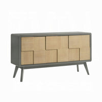 Yodo Sideboard Buffet Console, 59 Inch, Brown Geometric Front Design -BM333075