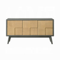 Yodo Sideboard Buffet Console, 59 Inch, Brown Geometric Front Design -BM333075