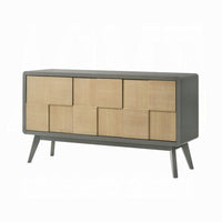 Yodo Sideboard Buffet Console, 59 Inch, Brown Geometric Front Design -BM333075