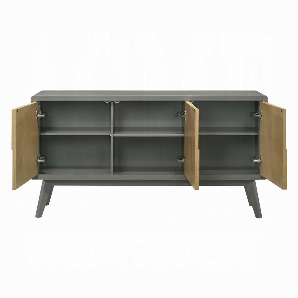 Yodo Sideboard Buffet Console, 59 Inch, Brown Geometric Front Design -BM333075