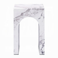 Ritzy End Table, White Marble Faux Stone Single Arch Design 12 Inch -BM333100