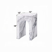 Ritzy End Table, White Marble Faux Stone Single Arch Design 12 Inch -BM333100