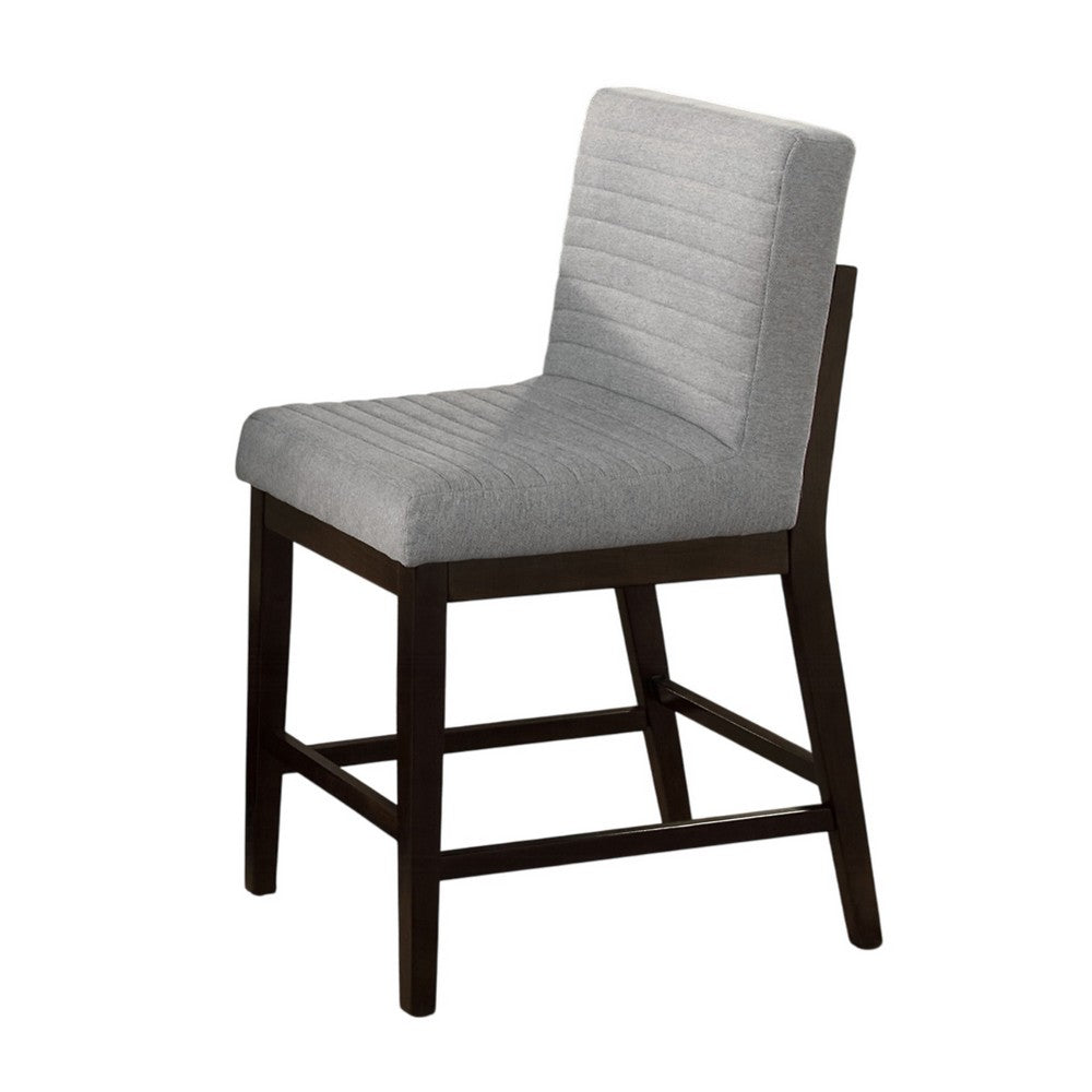Eyna Counter Height Chair Set of 2, Gray Linen, Espresso Brown Wood -BM333103