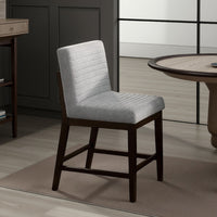 Eyna Counter Height Chair Set of 2, Gray Linen, Espresso Brown Wood -BM333103