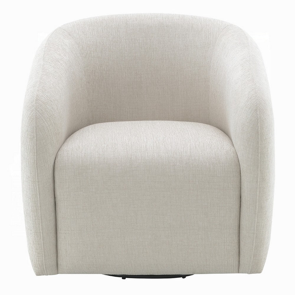 Tiena Swivel Accent Chair, Modern Style Rounded Back, Warm Beige Linen -BM333109