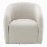 Tiena Swivel Accent Chair, Modern Style Rounded Back, Warm Beige Linen -BM333109