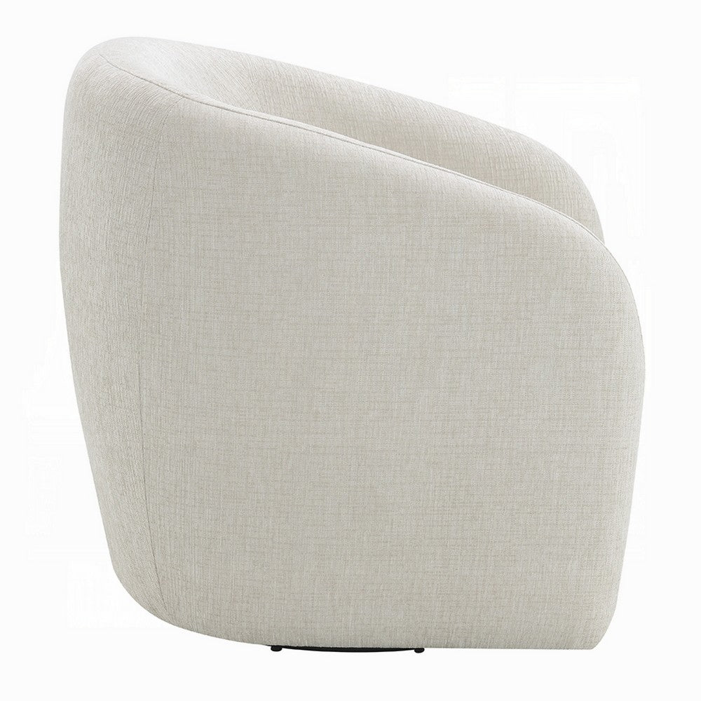 Tiena Swivel Accent Chair, Modern Style Rounded Back, Warm Beige Linen -BM333109