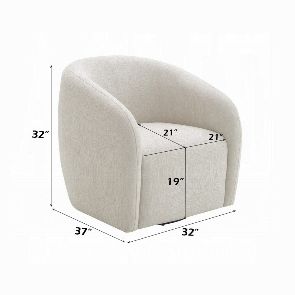Tiena Swivel Accent Chair, Modern Style Rounded Back, Warm Beige Linen -BM333109