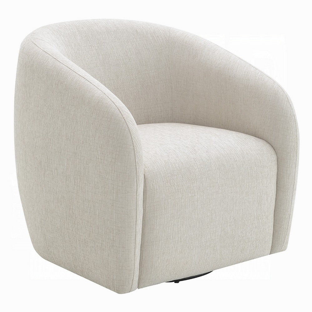 Tiena Swivel Accent Chair, Modern Style Rounded Back, Warm Beige Linen -BM333109