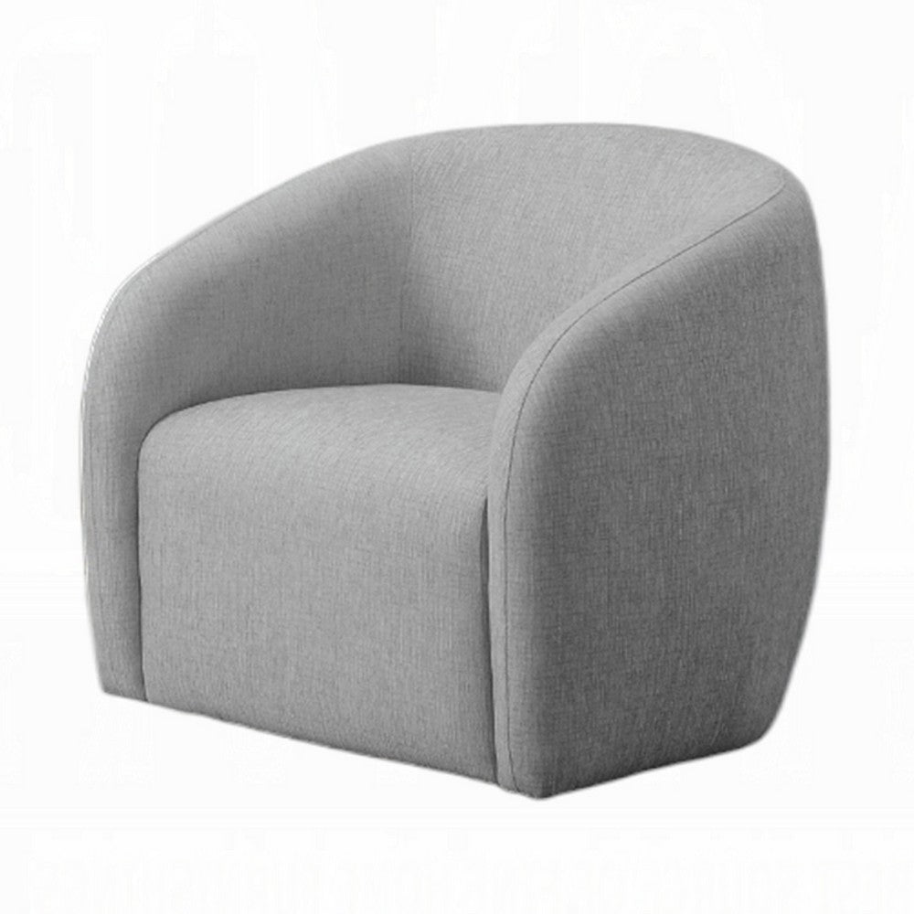 Tiena Swivel Accent Chair, Modern Style Rounded Back, Light Gray Linen -BM333112
