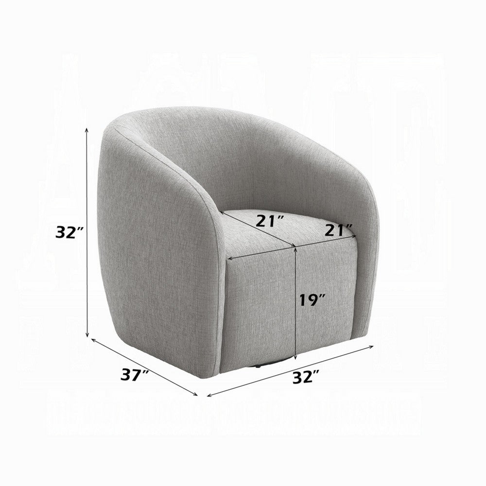 Tiena Swivel Accent Chair, Modern Style Rounded Back, Light Gray Linen -BM333112