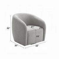 Tiena Swivel Accent Chair, Modern Style Rounded Back, Light Gray Linen -BM333112