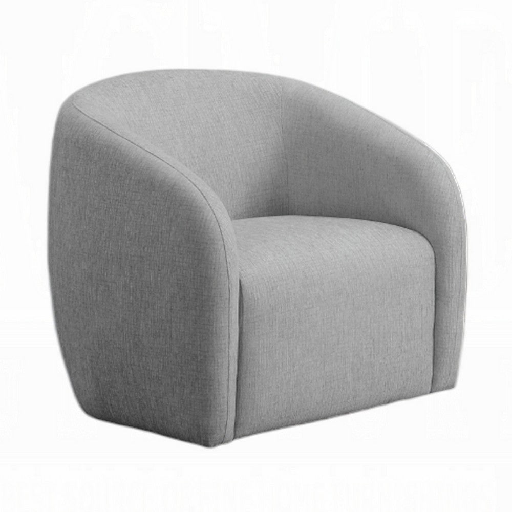 Tiena Swivel Accent Chair, Modern Style Rounded Back, Light Gray Linen -BM333112